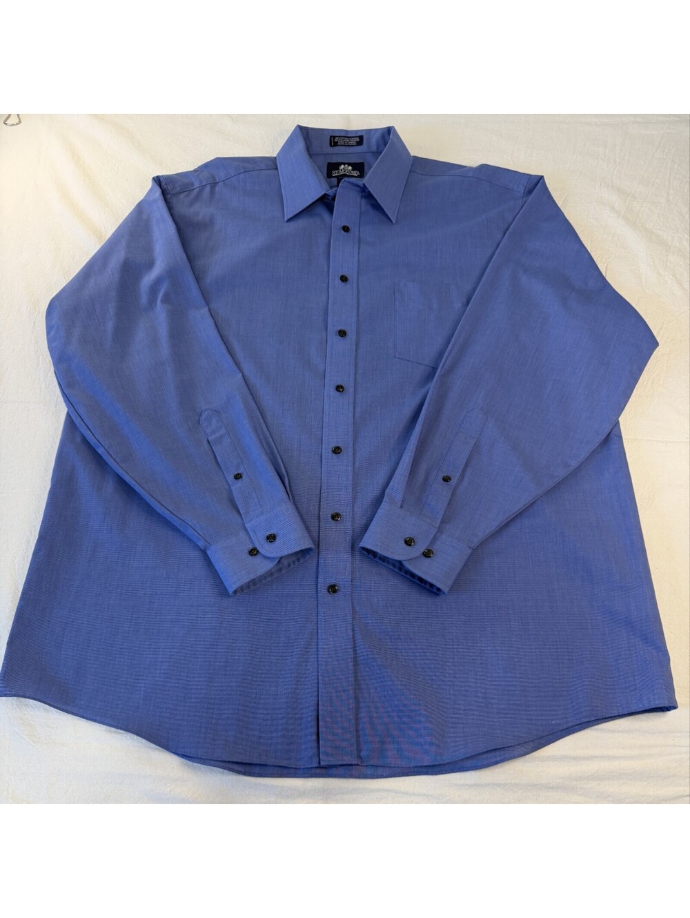 Stafford Shirt Mens 18 36/37 Blue Wrinkle Free Stretch Long Sleeve Button Up